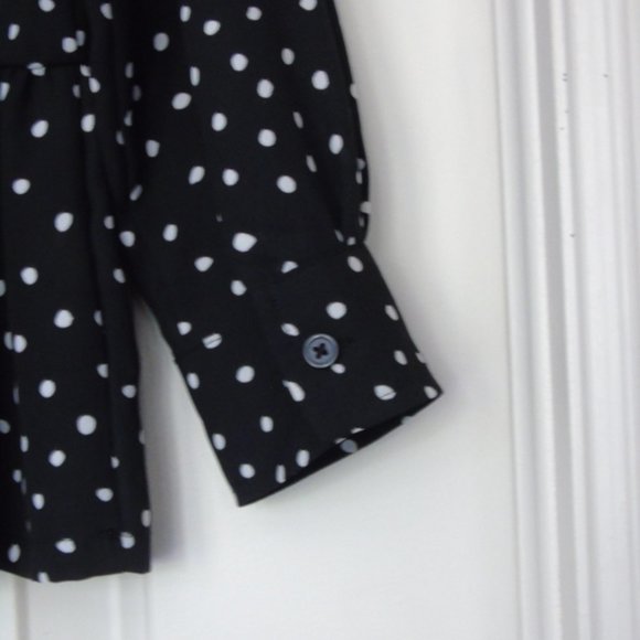 LOFT Black Top or Mini Dress with White Dots US Size Small - Picture 5 of 9